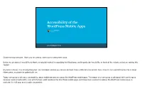 Accessibility of the Wordpress Mobile Apps