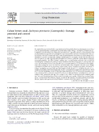 Cuban Brown Snail, Zachrysia Provisoria (Gastropoda): Damage Potential and Control