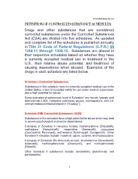 Definition of Controlled Substance Schedules