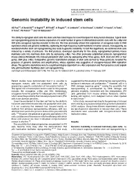 Genomic Instability in Induced Stem Cells