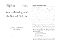 Kant on Misology and the Natural Dialectic