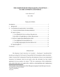 The Forfeiture by Wrongdoing Exception To