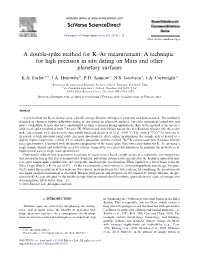 A Double-Spike Method for Kв€“Ar Measurement: a Technique for High