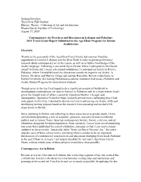 Contemporary Art Practices and Discourses in Lebanon and Palestine: 2014 Travel Grant Report Submitted to the Aga Khan Program for Islamic Architecture