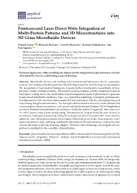 Femtosecond Laser Direct Write Integration of Multi-Protein Patterns and 3D Microstructures Into 3D Glass Microﬂuidic Devices