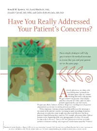 Have You Really Addressed Your Patient's Concerns?