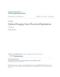 Optimal Foraging: Some Theoretical Explorations Eric Charnov