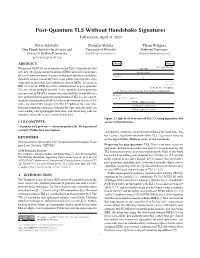 Post-Quantum TLS Without Handshake Signatures Full Version, April 21, 2021