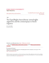 The Equal Rights Amendment: Natural Rights Arguments and the Commonplaces of Stock Response
