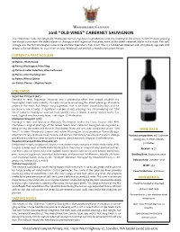2018 "Old Vines" Cabernet Sauvignon Tech Sheet