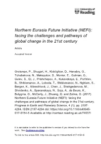 Northern Eurasia Future Initiative (NEFI): Facing the Challenges and Pathways of Global Change in the 21St Century
