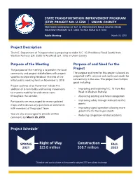 (Stip) Project No. U-5769 | Union County Proposed Widening of N.C
