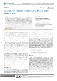 A Review of Fingerprint Recovery Within an Arson Crime Scene