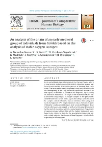 An Analysis of the Origin of an Early Medieval Group of Individuals From