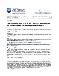 Deacetylation of HSD17B10 by SIRT3 Regulates Cell Growth and Cell Resistance Under Oxidative and Starvation Stresses