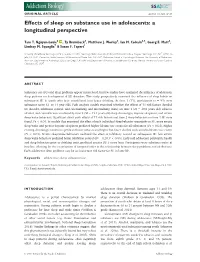 Effects of Sleep on Substance Use in Adolescents: a Longitudinal Perspective