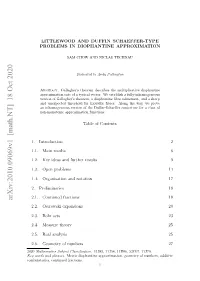 Littlewood and Duffin--Schaeffer-Type Problems in Diophantine