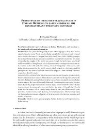 Persistence of Iterative Personal Names in Italian: Medieval to Early Modern Vs