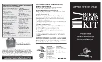Services for Book Groups the Alice Network by Kate Quinn (Fiction) the Nightingale Substantial Excerpt and Multiple Reviews of Each One
