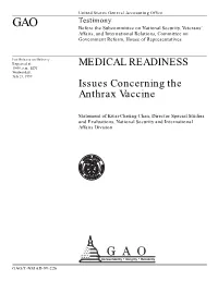 T-NSIAD-99-226 Medical Readiness: Issues Concerning the Anthrax