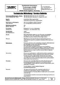 Technische Mitteilung / Service Bulletin