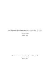 The Clergy and Print in Eighteenth-Century England, C