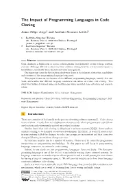 The Impact of Programming Languages in Code Cloning