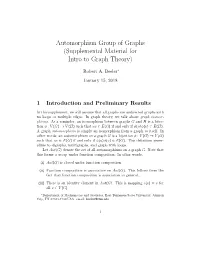 Automorphism Group of Graphs (Supplemental Material for Intro to Graph Theory)