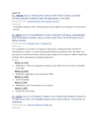 Covid-19 CT - HB6269 an ACT PROHIBITING EMPLOYERS from TAKING ADVERSE ACTION AGAINST an EMPLOYEE for DECLINING a VACCINE