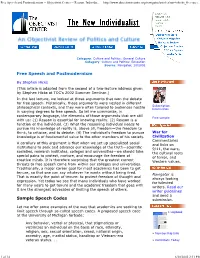 Free Speech and Postmodernism -- Objectivist Center -- Reason, Individu