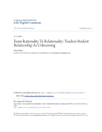 From Rationality to Relationality: Teacher-Student Relationship As Unknowing