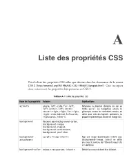 Liste Des Propriétés CSS