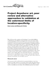 Project Anywhere: Art, Peer Review and Alternative Approaches to Validation at the Outermost Limits of Location-Specificity