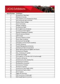 Stand Number Institution 2 University of Aberdeen 1 Abertay University 4