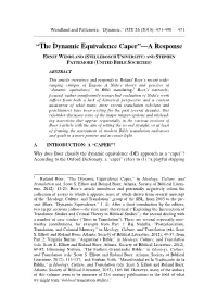 “The Dynamic Equivalence Caper”—A Response