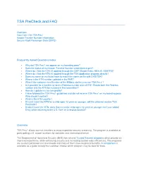 TSA Precheck and FAQ