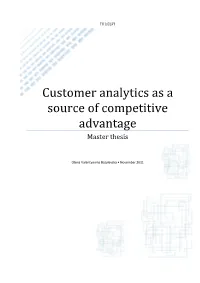 Customer Analytics As a Source of Competitive Advantage Master Thesis