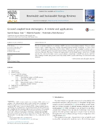 Ground Coupled Heat Exchangers a Review and Applications