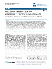 Most Common Robotic Bariatric Procedures: Review and Technical Aspects Pablo A