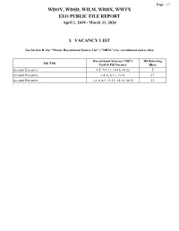 Wdov, Wdsd, Wilm, Wrdx, Wwtx Eeo Public File Report I