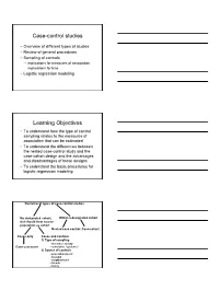 Case-Control Studies Learning Objectives