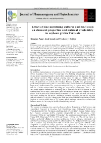 Effect of Zinc Mobilizing Cultures and Zinc Levels on Chemical Properties and Nutrient Availability in Soybean Grown Vertisols