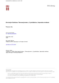 Electrolyte Solutions: Thermodynamics, Crystallization, Separation Methods