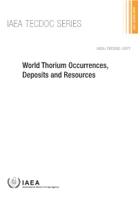 IAEA TECDOC SERIES World Thorium Occurrences, Deposits and Resources