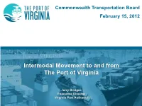 Intermodal Movement to and from the Port of Virginia