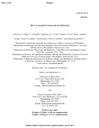 Islet-1 Is Essential for Pancreatic Β-Cell Function Benjamin N. Ediger