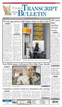 Tooele Transcript Bulletin Having a Shingled Roof Also Will Be Decid- P.O