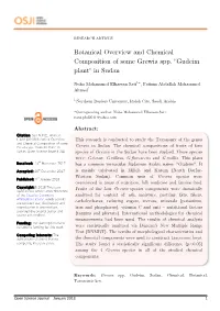 Botanical Overview and Chemical Composition of Some Grewia Spp