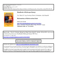 Handbook of Hydrogen Energy Reformation of Hydrocarbon Fuels