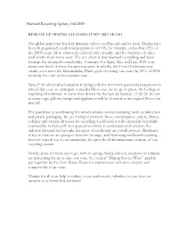 Harvard Recycling Update, Fall 2020 REMOTE LEARNING CHANGES